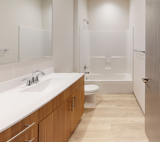 Large bathroom vanity and shower tub combo