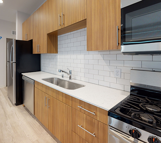 Kitchen with stainless steel appliances